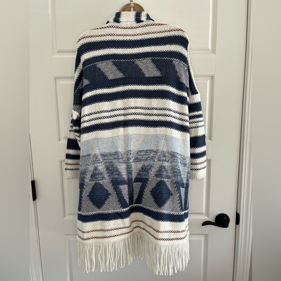 Nic+Zoe Rolling Clouds Blue Open Front Cardigan Sweater Size L Southwestern Boho - Picture 7 of 15